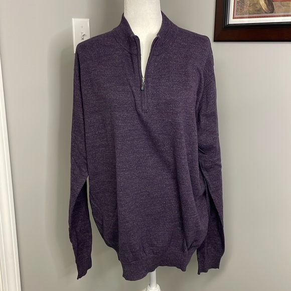 Johnnie O 1/4 zip Pullover Sweater Aubergine Eggplant Purple Size XXL Mens
